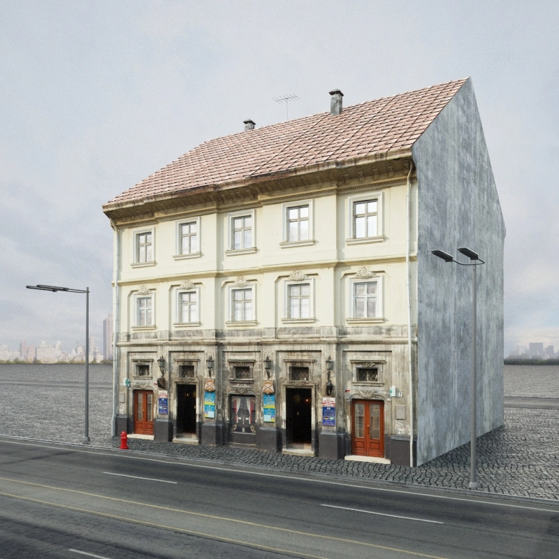 古典欧洲街角3D建筑模型