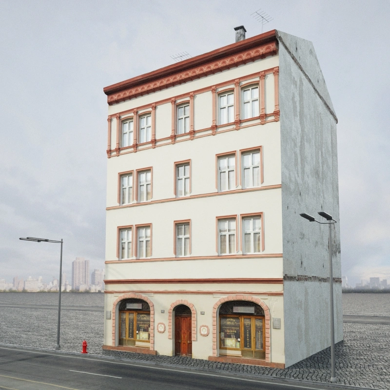 欧洲经典街角建筑3D模型
