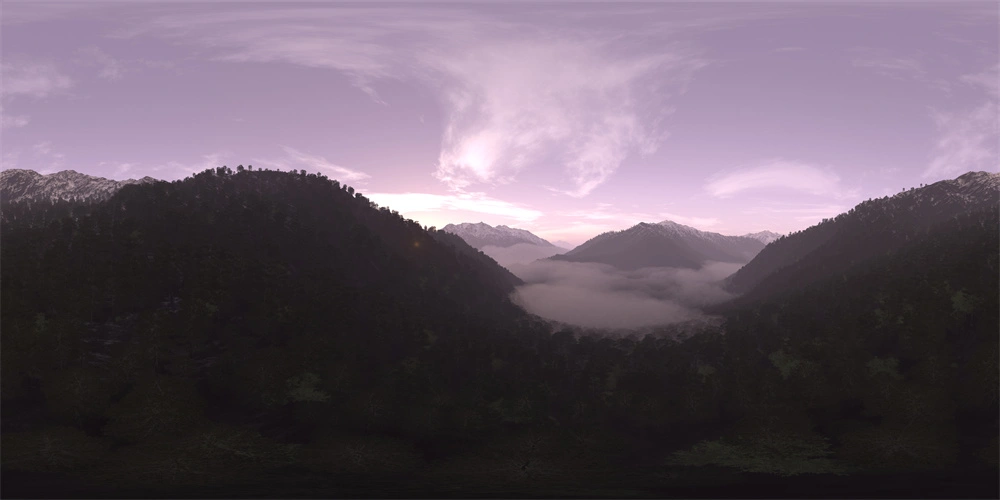 壮丽山脉与云海的360度全景图