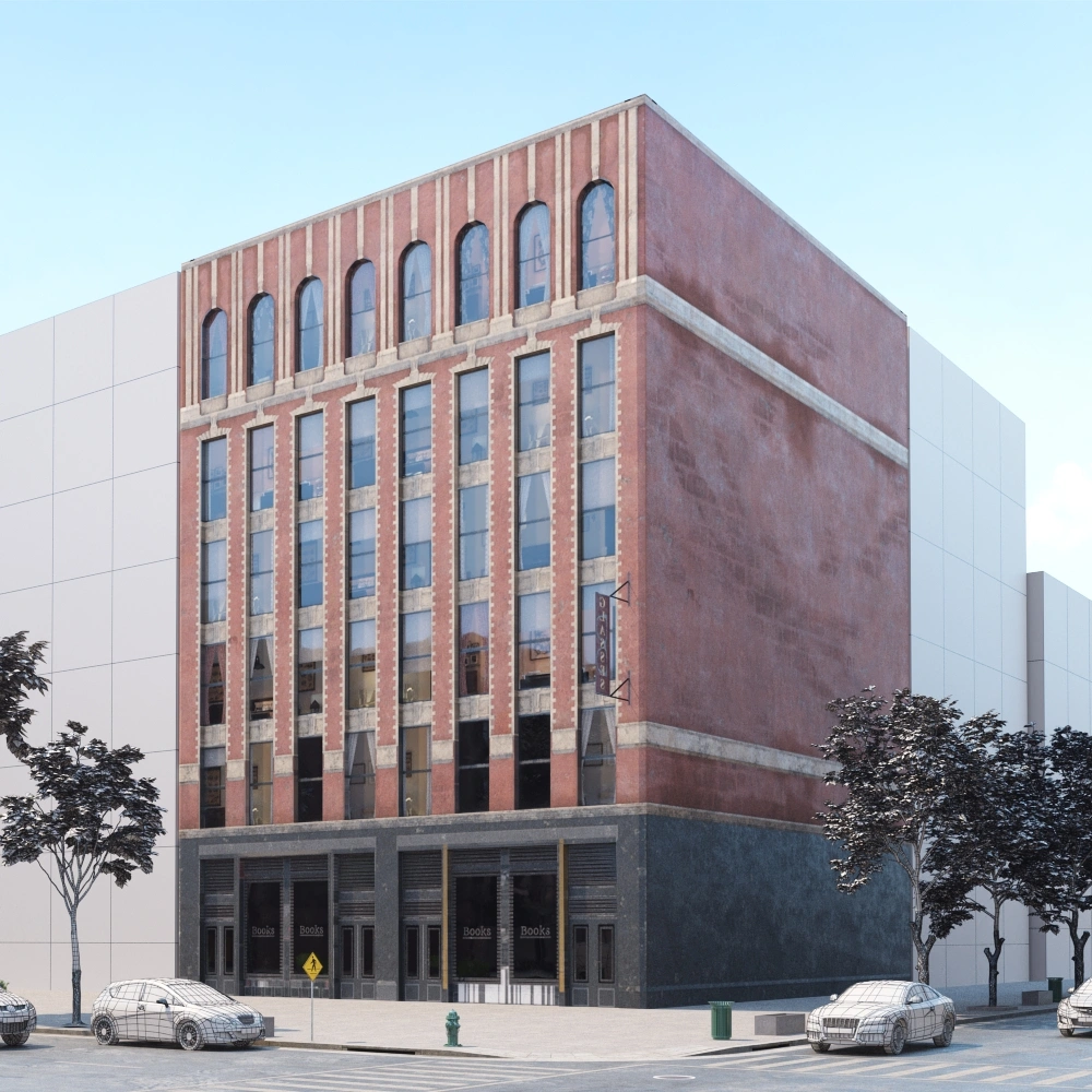 城市角落红砖建筑3D模型