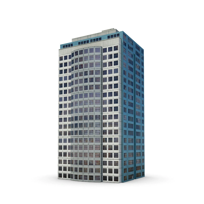 现代简约蓝白高层3D模型商业办公建筑素材