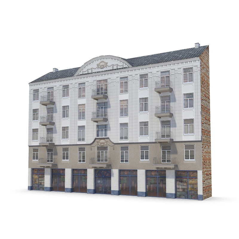 现代简约白色多层建筑模型商用住宅两用