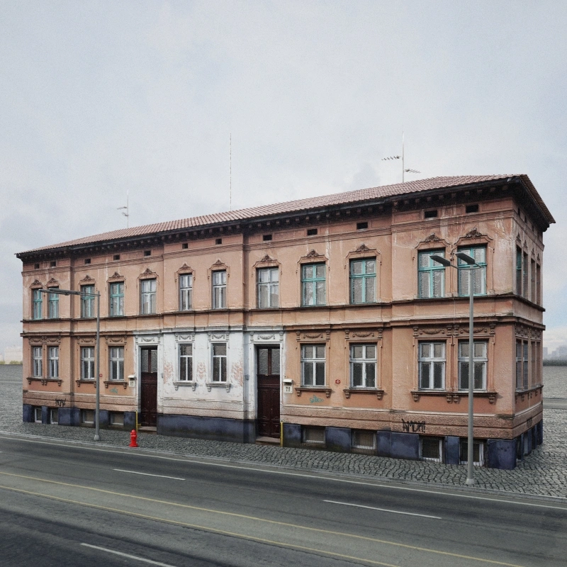 古典风格三层建筑3D模型素材
