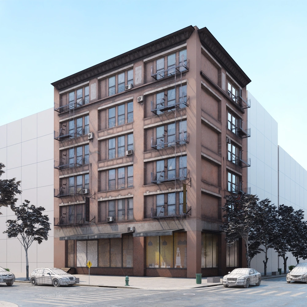 城市角落的现代建筑3D模型