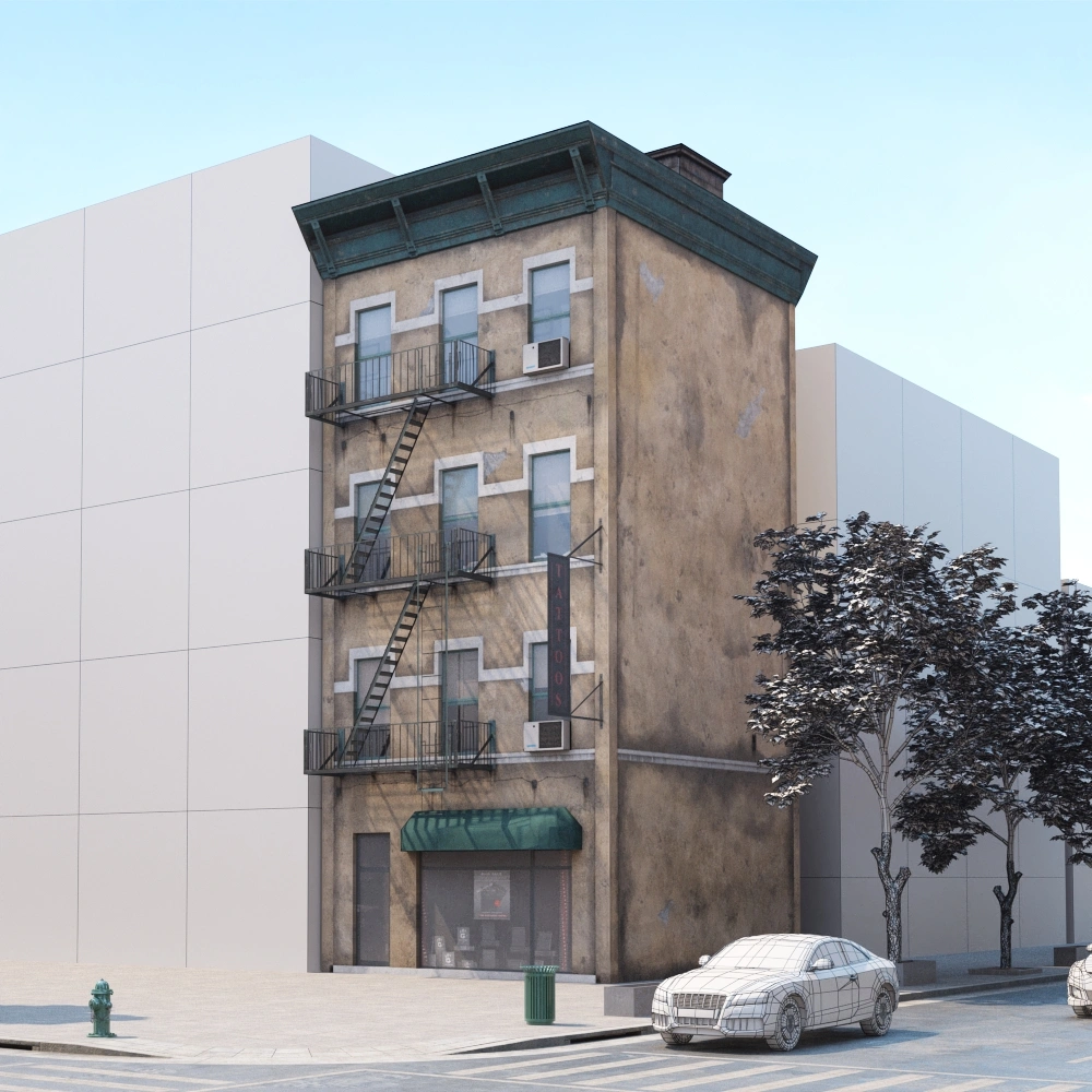城市角落的老建筑3D模型