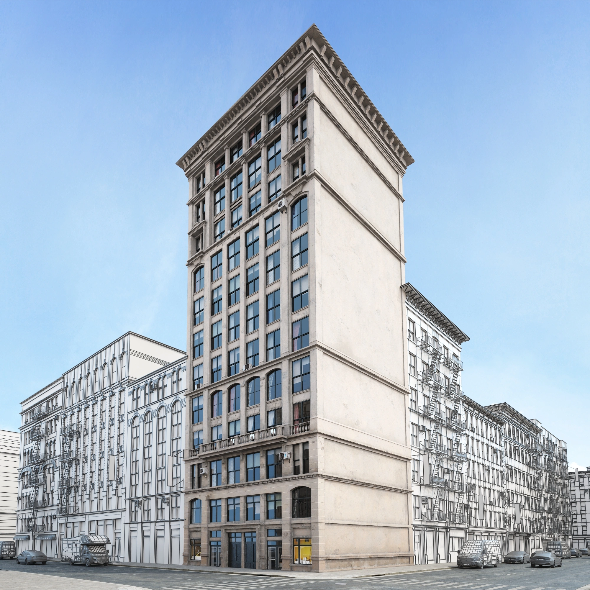 现代城市角落建筑3D模型