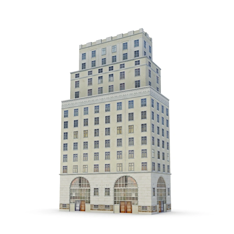 现代简约高层建筑模型白色多窗设计精致细节