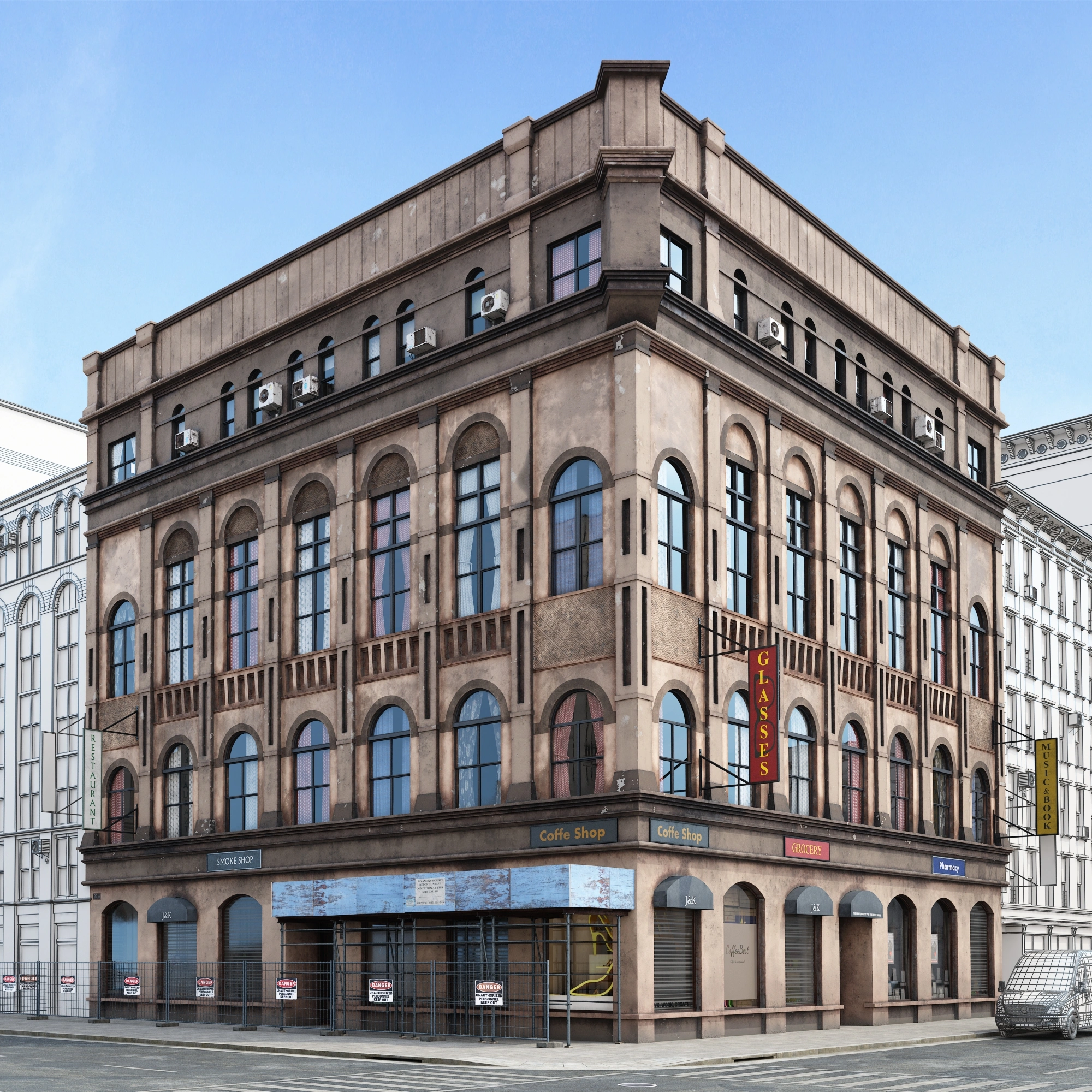 城市角落的经典建筑3D模型
