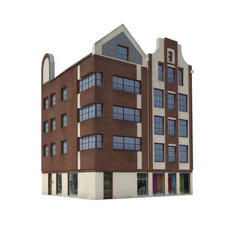 现代简约多层建筑模型棕白相间商住两用