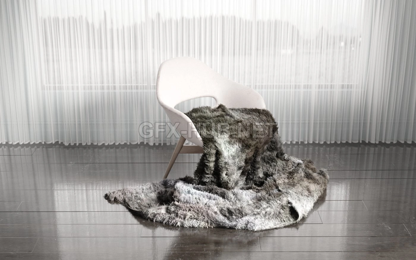 现代风格椅子与地毯3D模型