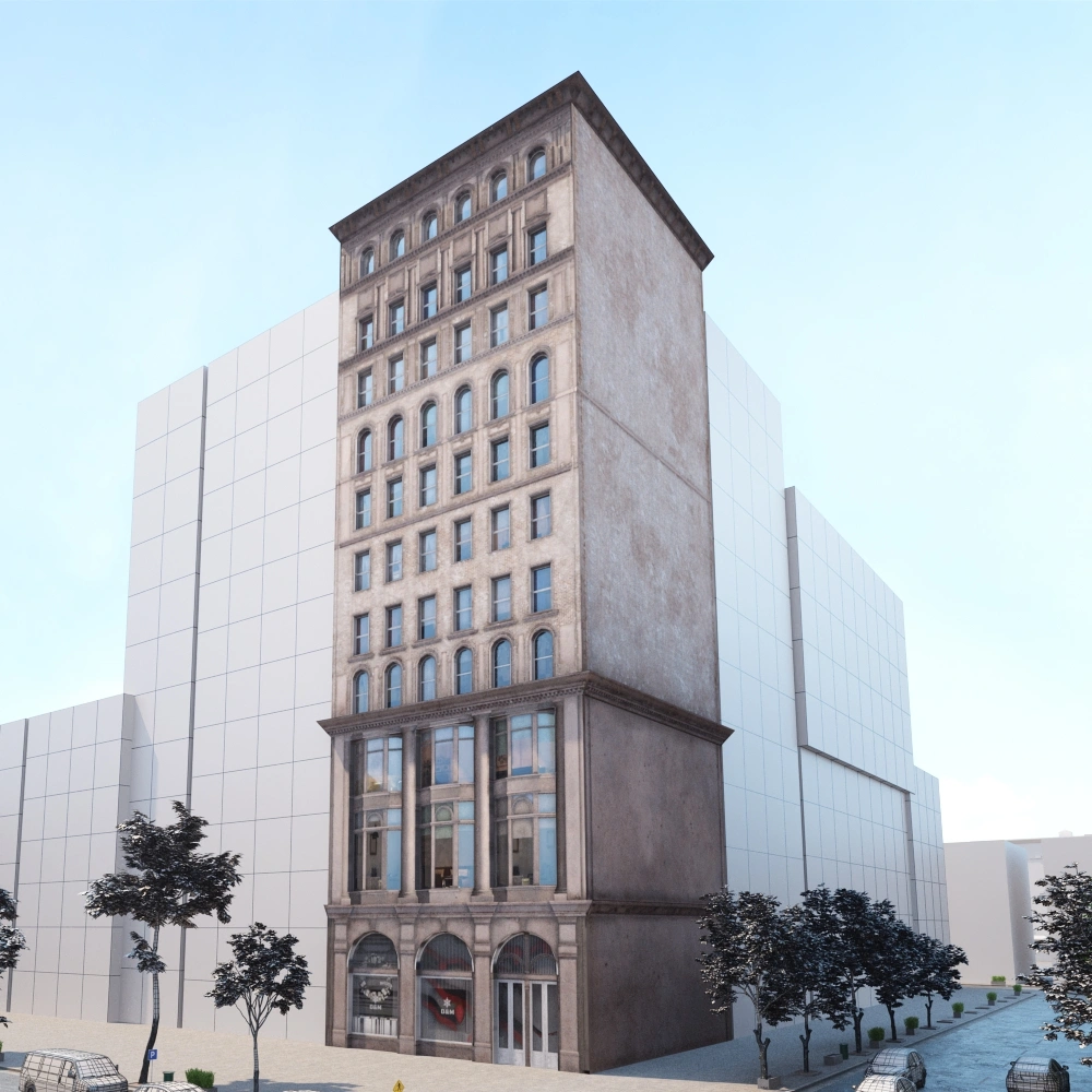 经典与现代融合的高层建筑3D模型