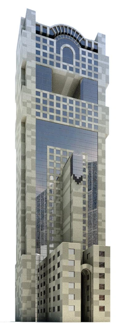 现代简约高层3D建筑模型玻璃幕墙城市天际线