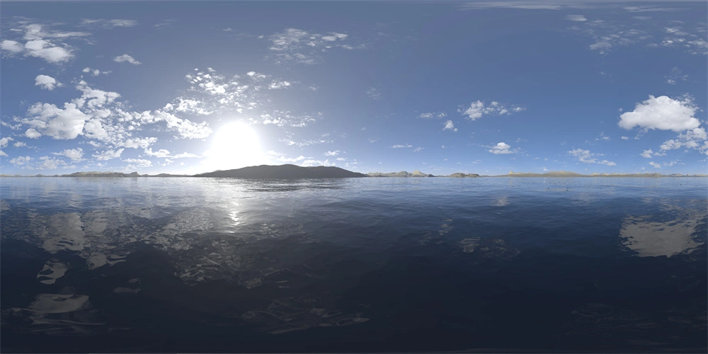 宁静海岛的高清HDR天空与水面景观