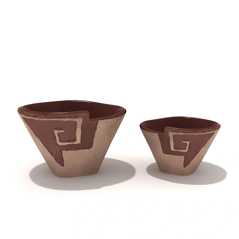 简约陶瓷花盆3D模型家居装饰摆件