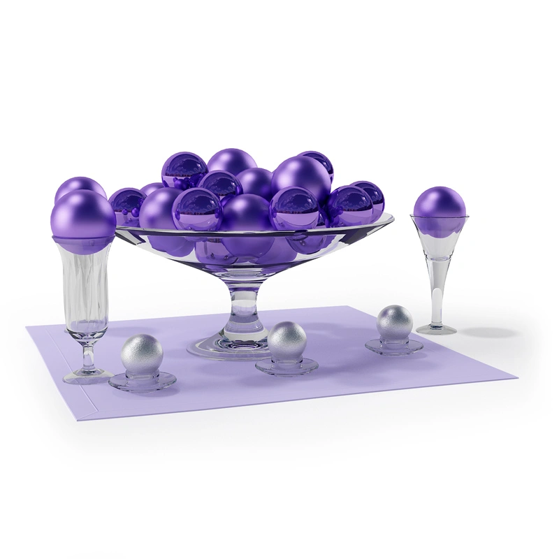 紫色圣诞球装饰品套装3D模型