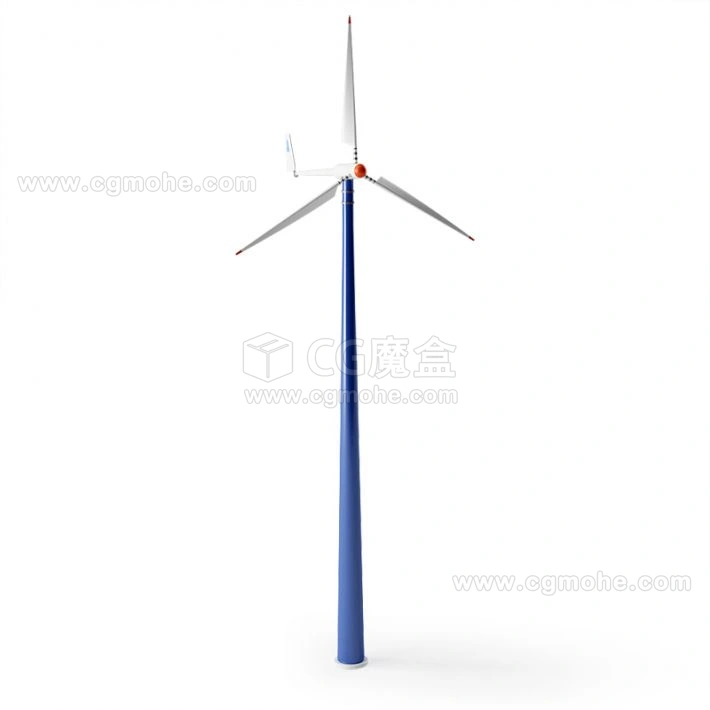 蓝色风力发电机3D模型素材