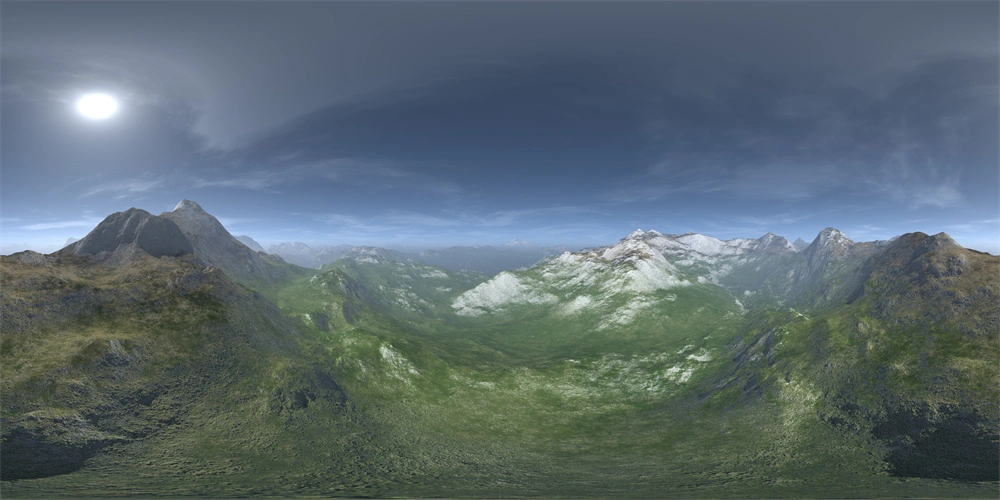 壮丽山脉全景日出时分的自然景观 - HDRI - CG魔盒