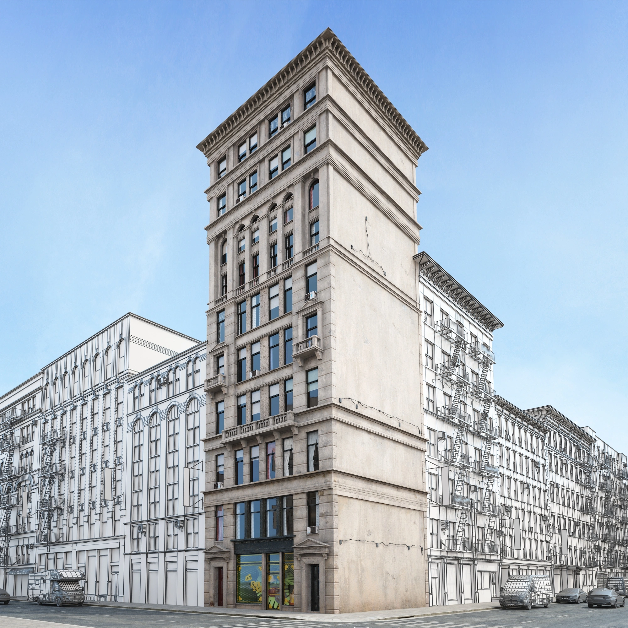 经典城市角落建筑3D模型