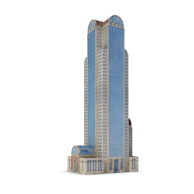 现代高层商务办公建筑模型玻璃幕墙简约大气
