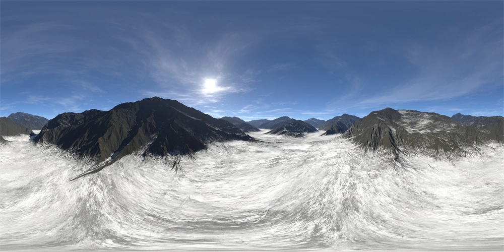 雪山全景360度HDR天空环境贴图背景素材2
