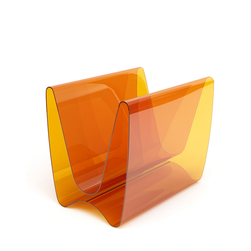 橙色透明波浪形杂志架3D模型