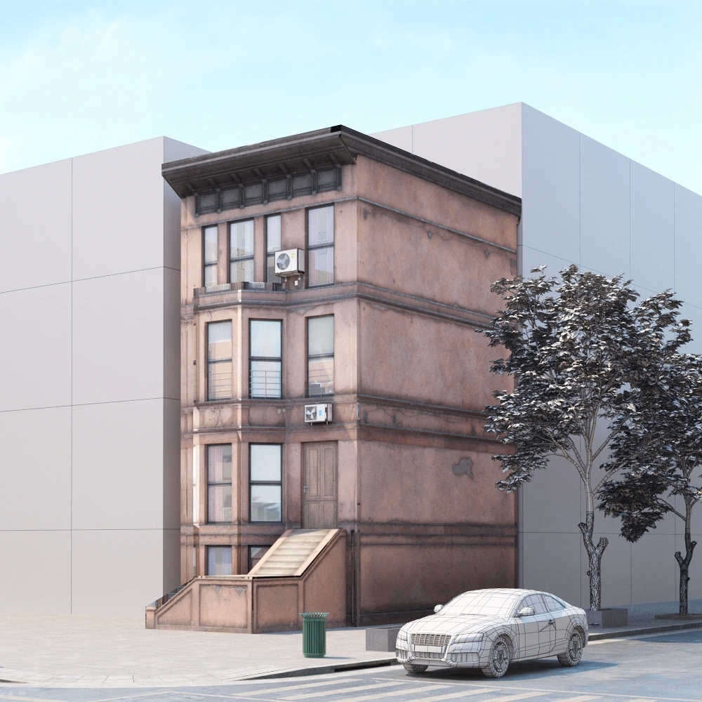 城市角落的古典建筑3D模型