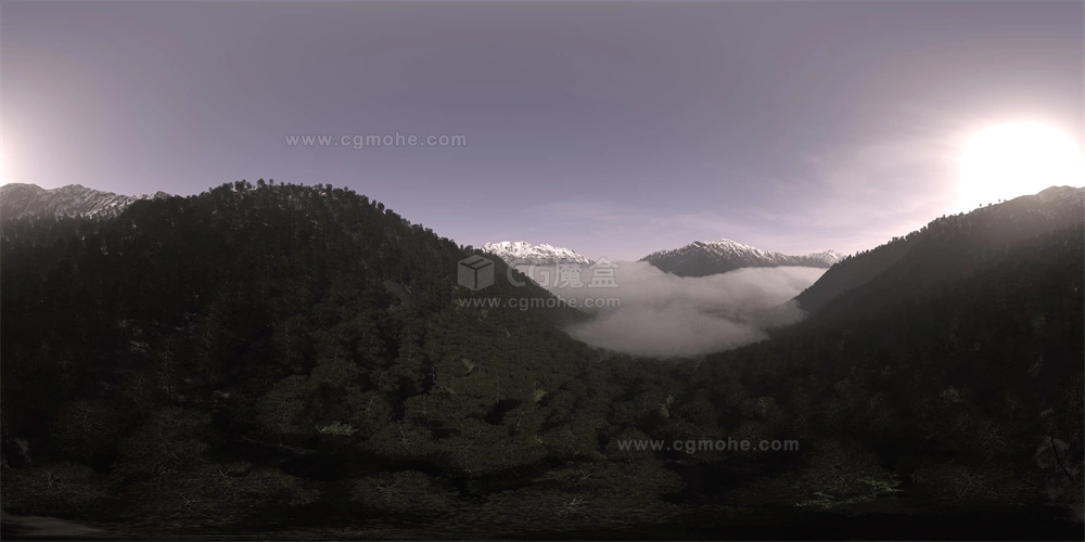 壮丽山脉与云海的360度全景图03