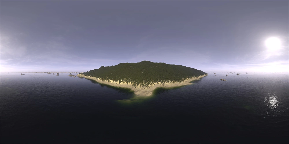 360度全景岛屿与海洋HDR图像