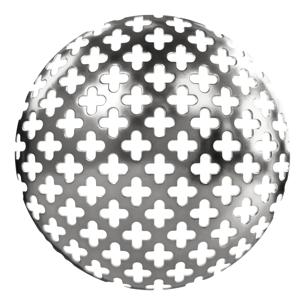 银色穿孔十字金属贴图