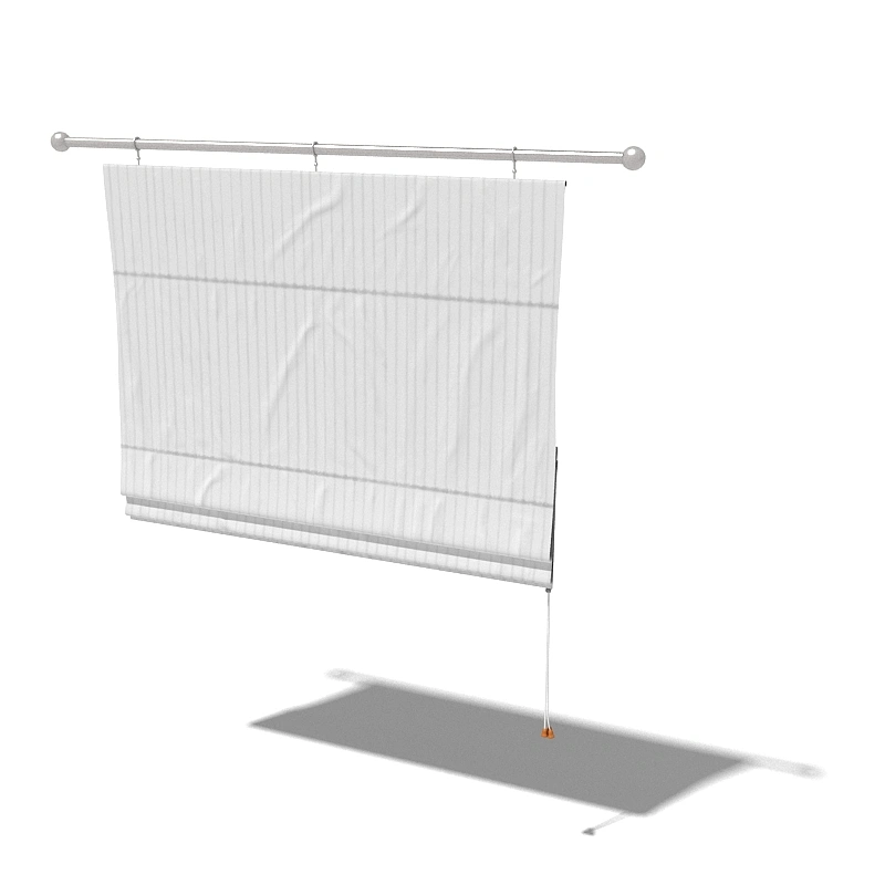 现代简约白色条纹窗帘3D模型家居装饰