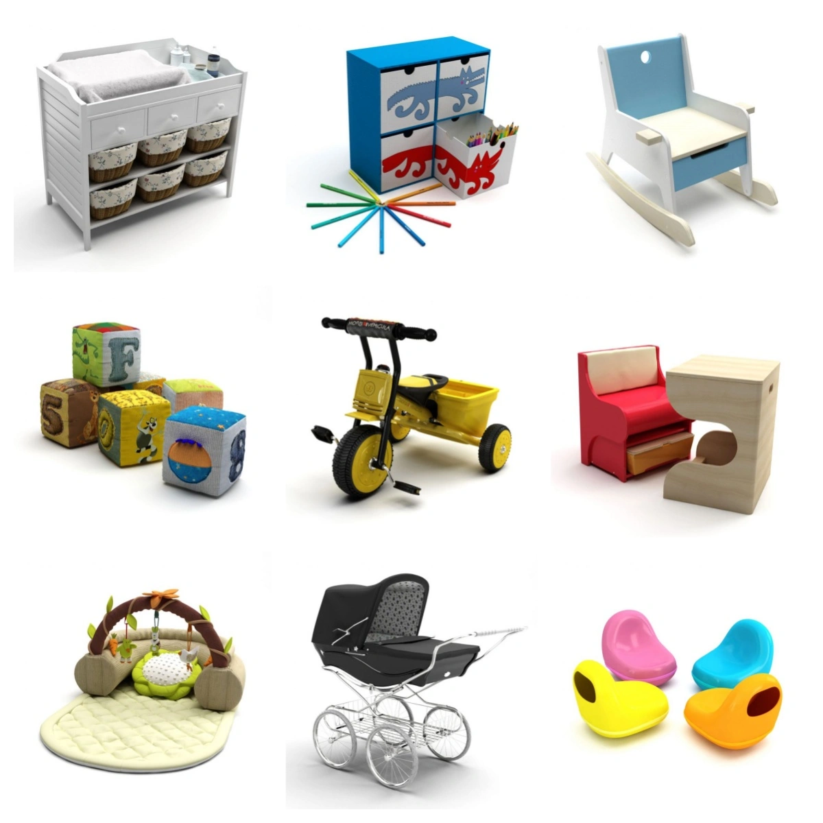 儿童家具及玩具3D模型集合