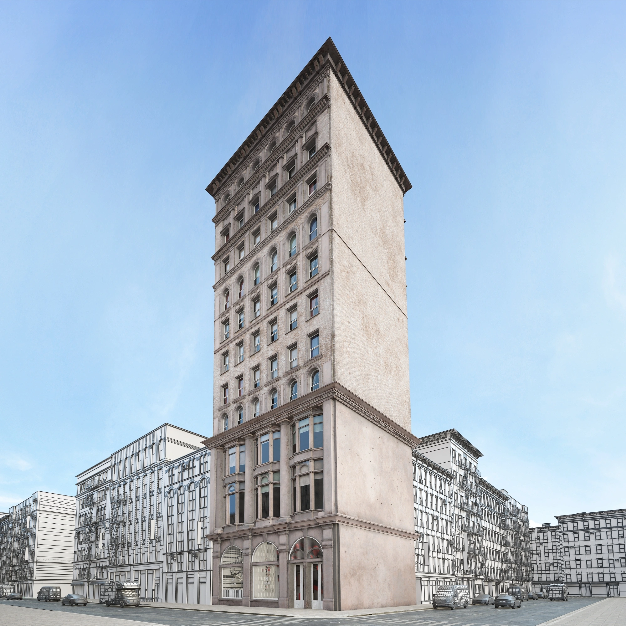 城市角落的经典建筑3D模型