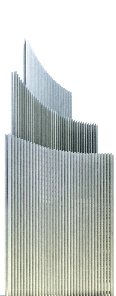 现代风格竖条纹建筑外观设计3D模型素材