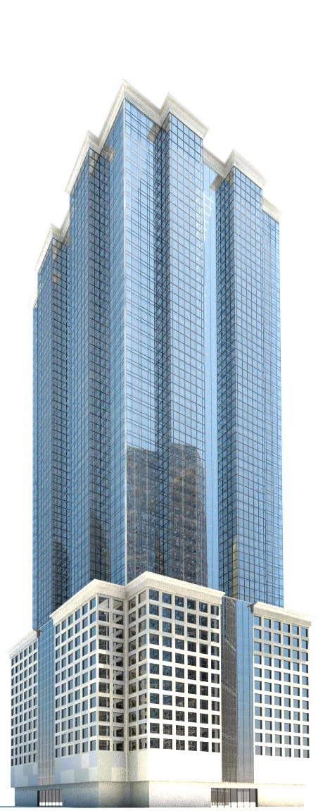 现代玻璃幕墙高层3D模型简约商务办公建筑