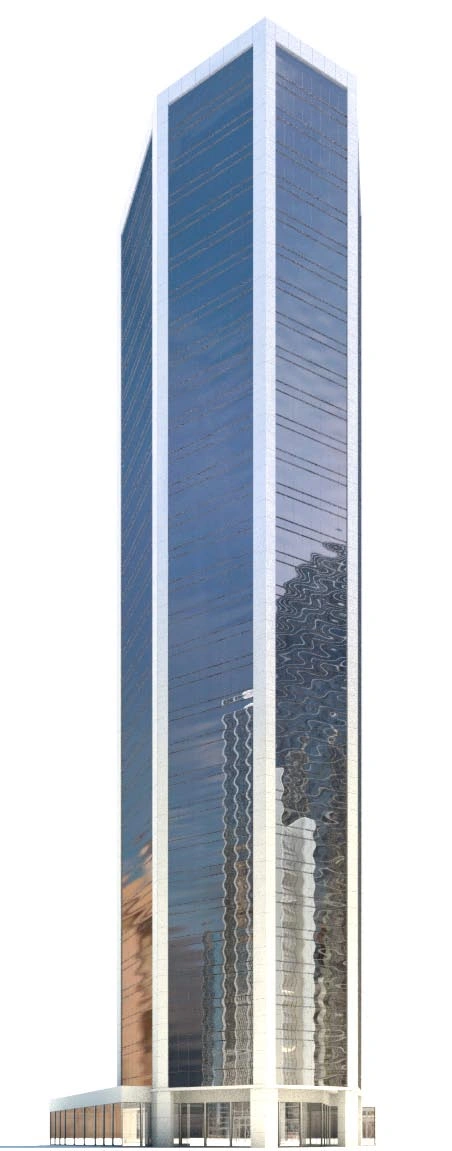 现代高层玻璃幕墙建筑模型简约商用办公