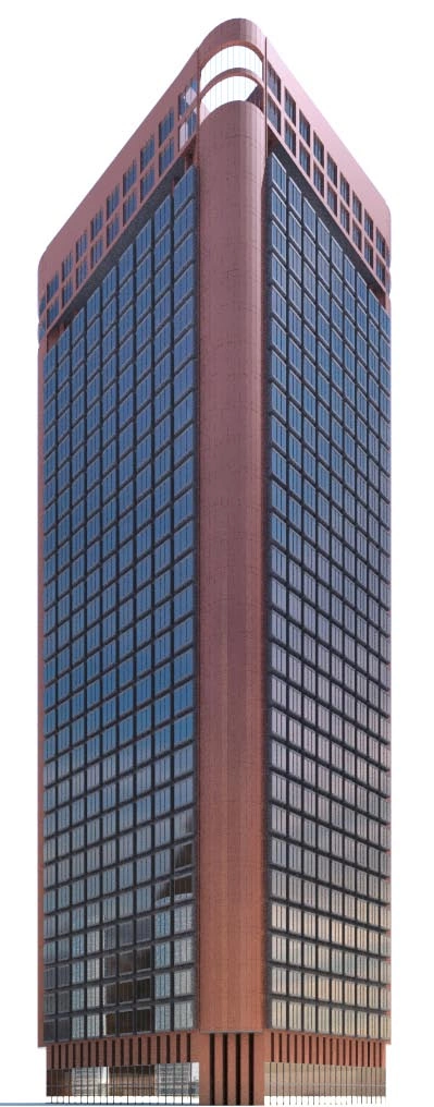 现代高层3D模型玻璃幕墙商业办公建筑