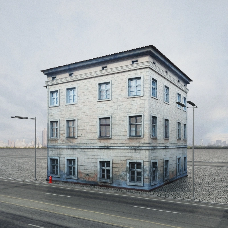 城市角落的古典建筑3D模型