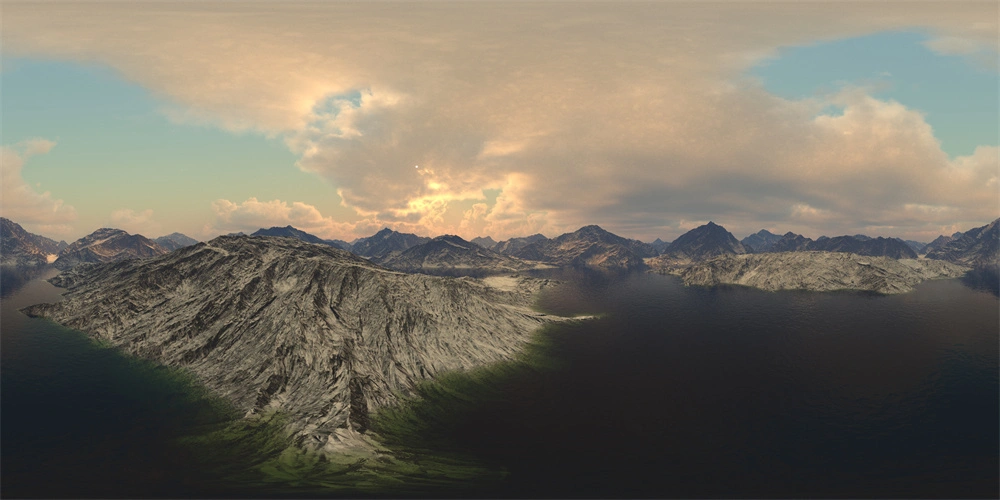 壮丽的山脉倒影湖泊与天空HDRI