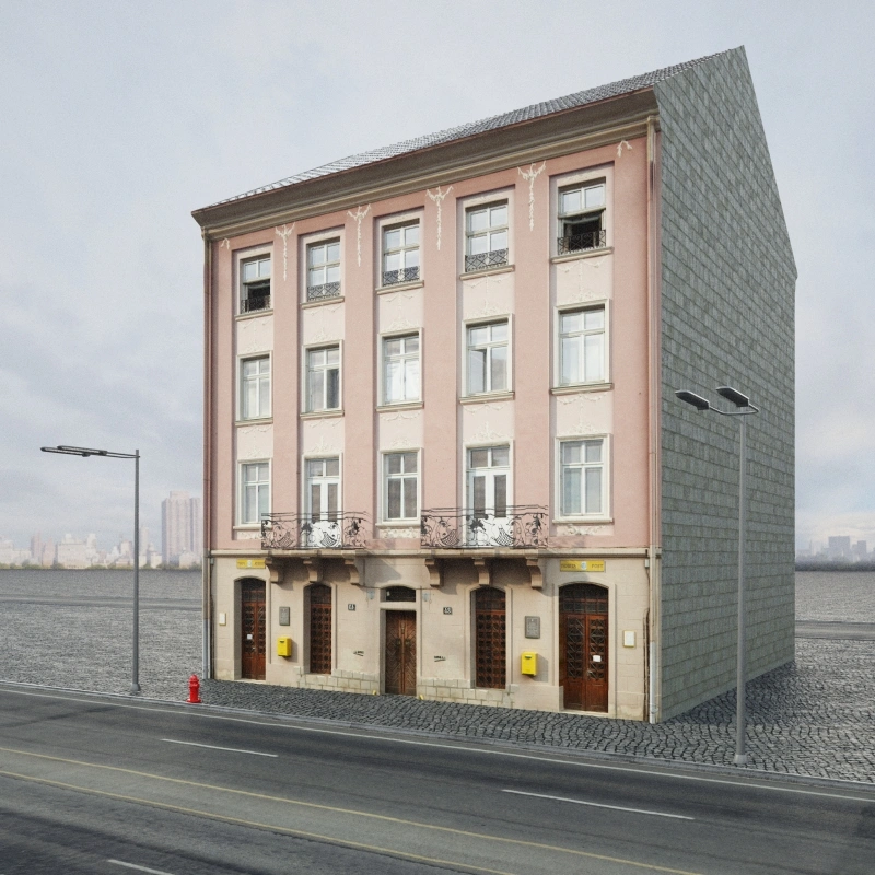 城市角落的古典建筑3D模型