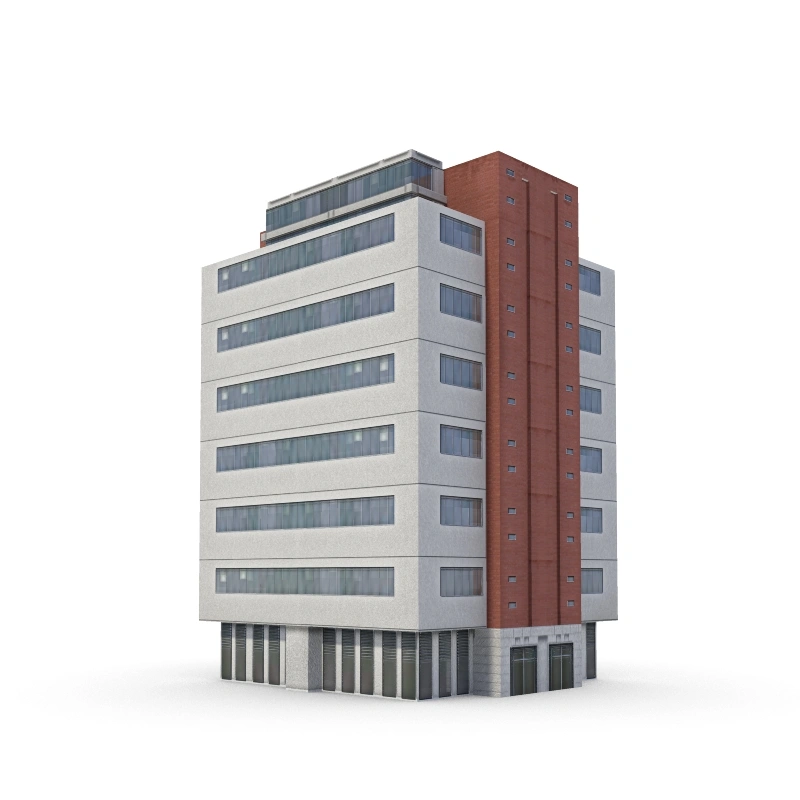 现代简约白灰红多层建筑模型商业办公用