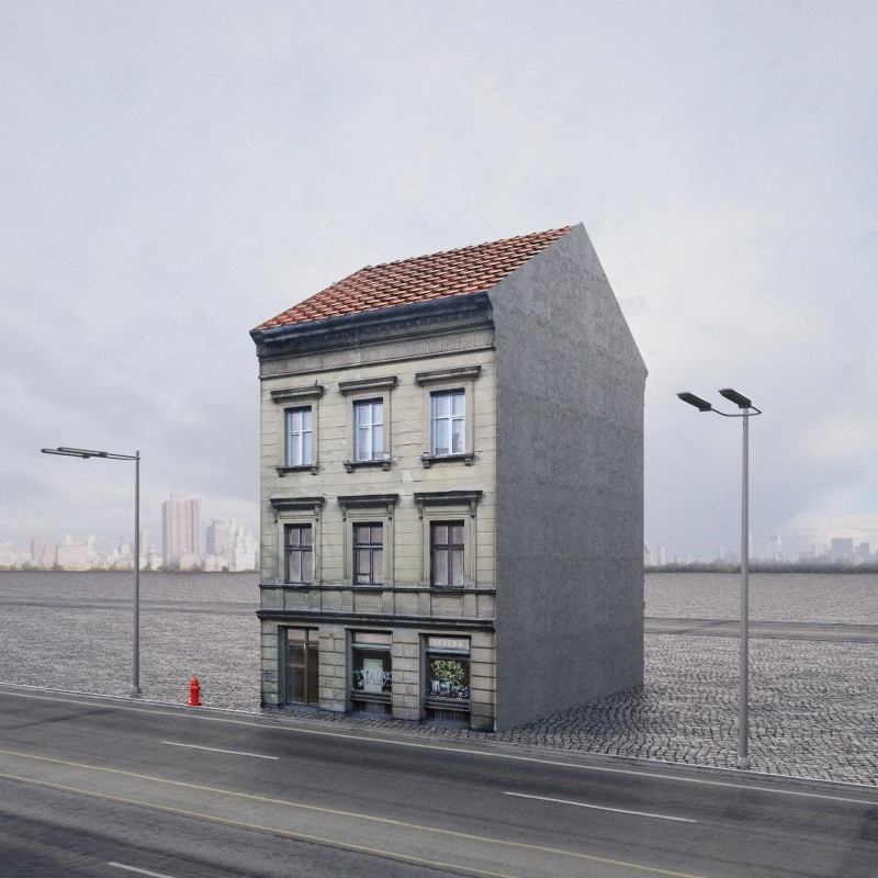 城市角落的古典建筑3D模型