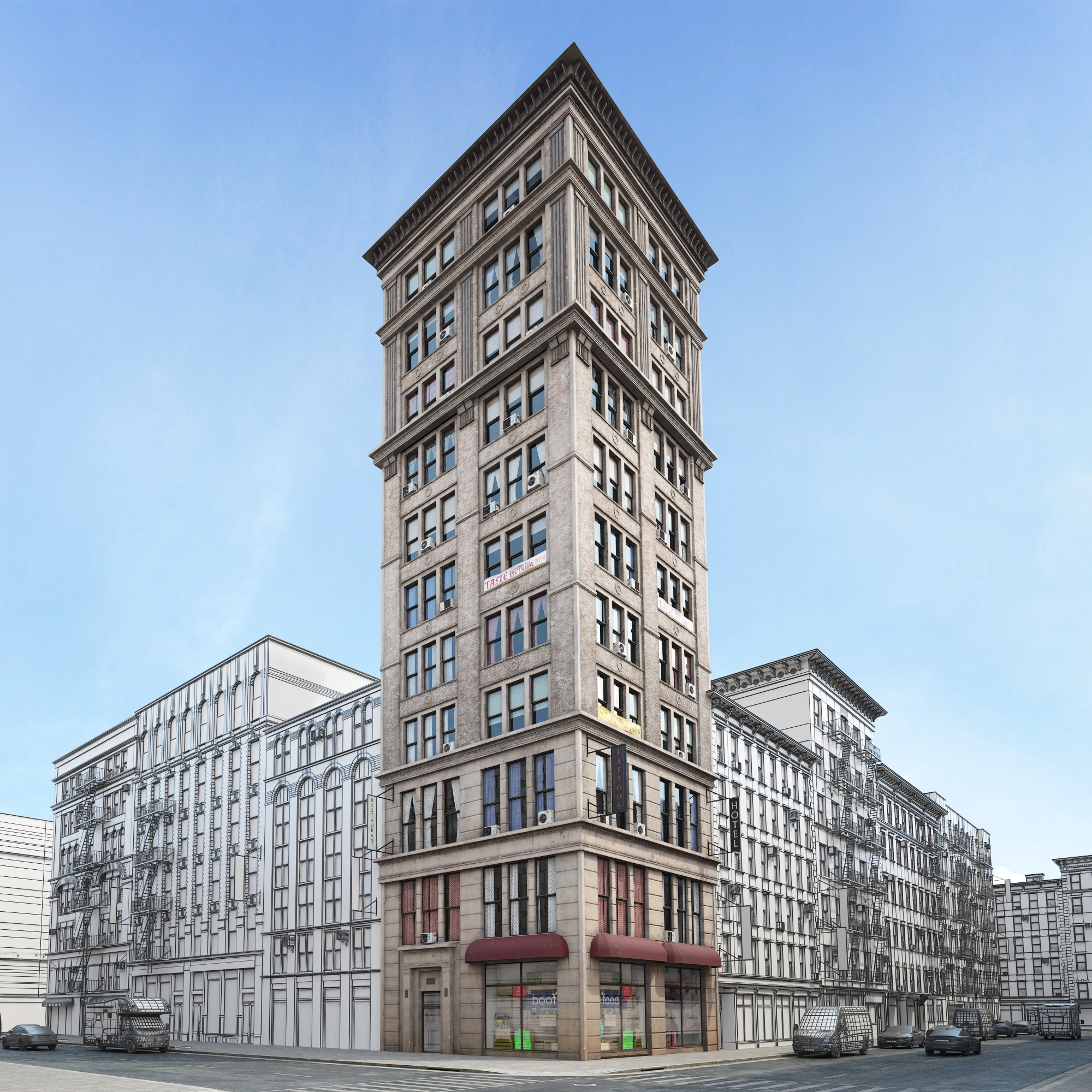 城市角落经典建筑3D模型