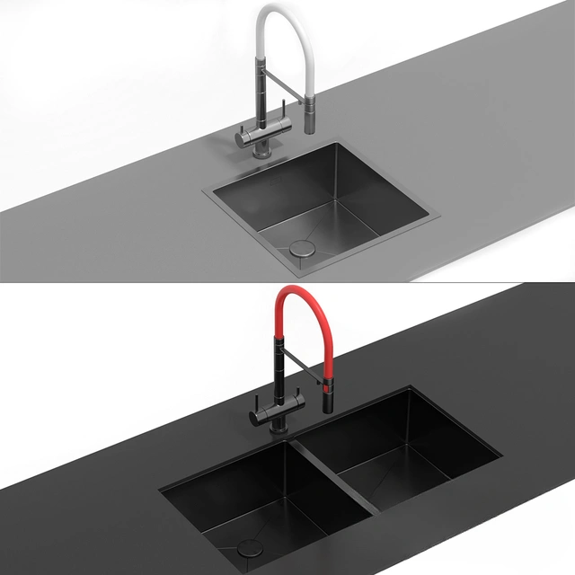 现代双槽厨房水龙头3D模型