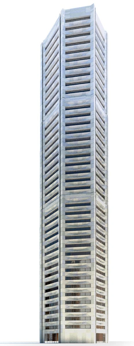 现代简约高层3D建筑模型白色多层设计展示用