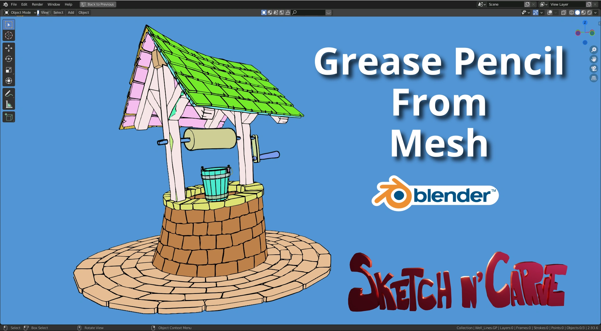 Blender油性铅笔卡通手绘滤镜预设 Grease Pencil From Mesh V2.6.0