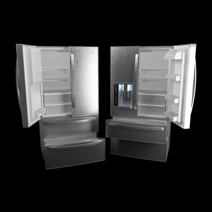 现代不锈钢冰箱3D模型