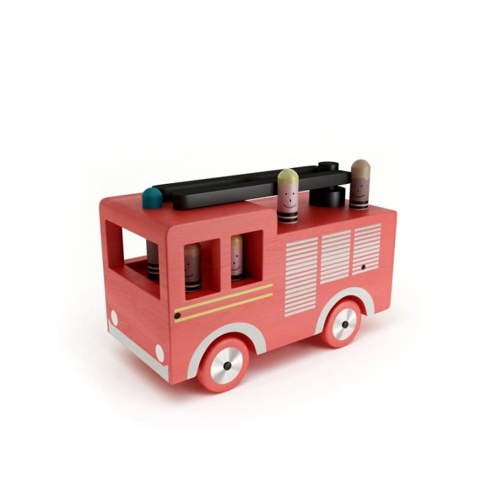 红色木质消防车玩具3D模型