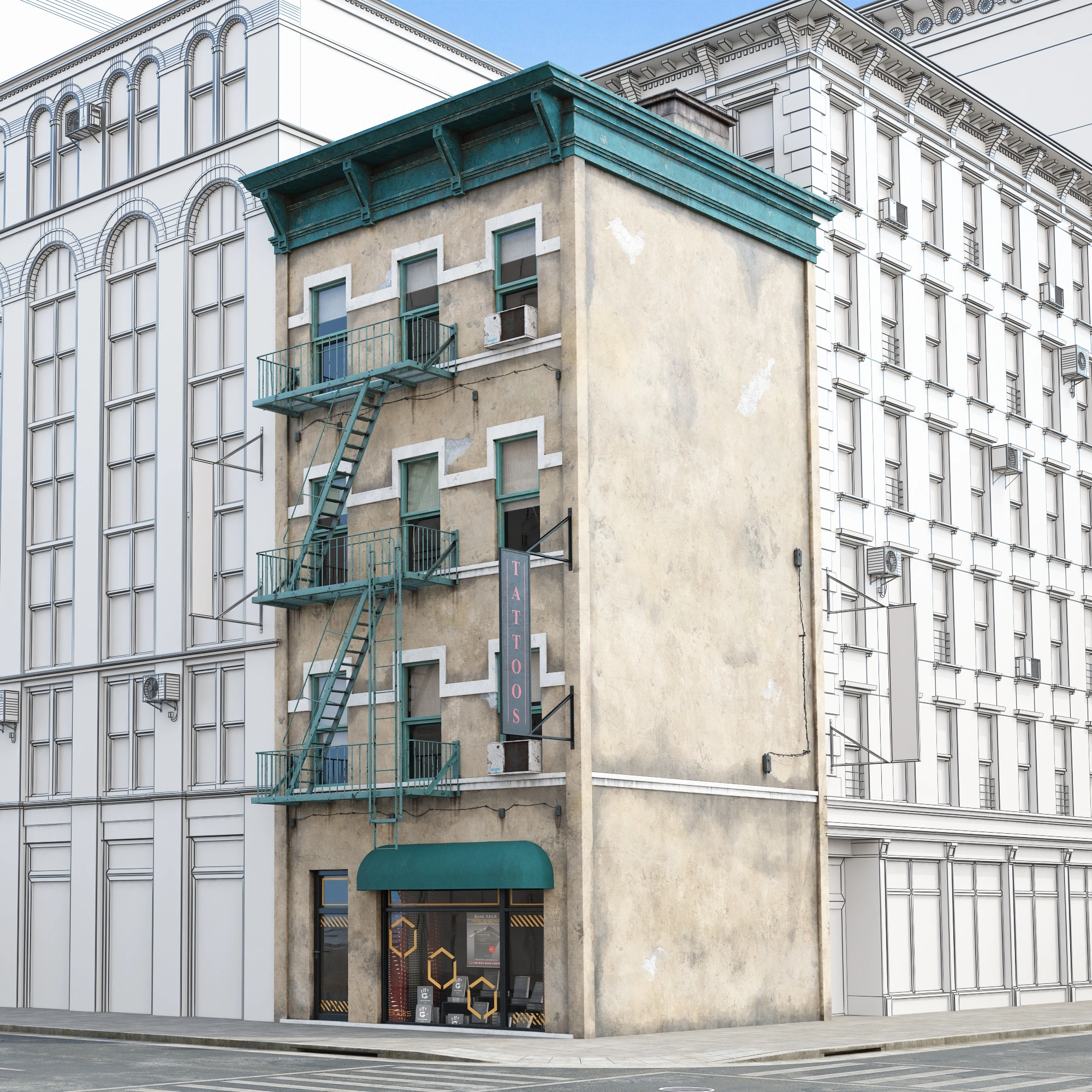 城市角落老建筑3D模型