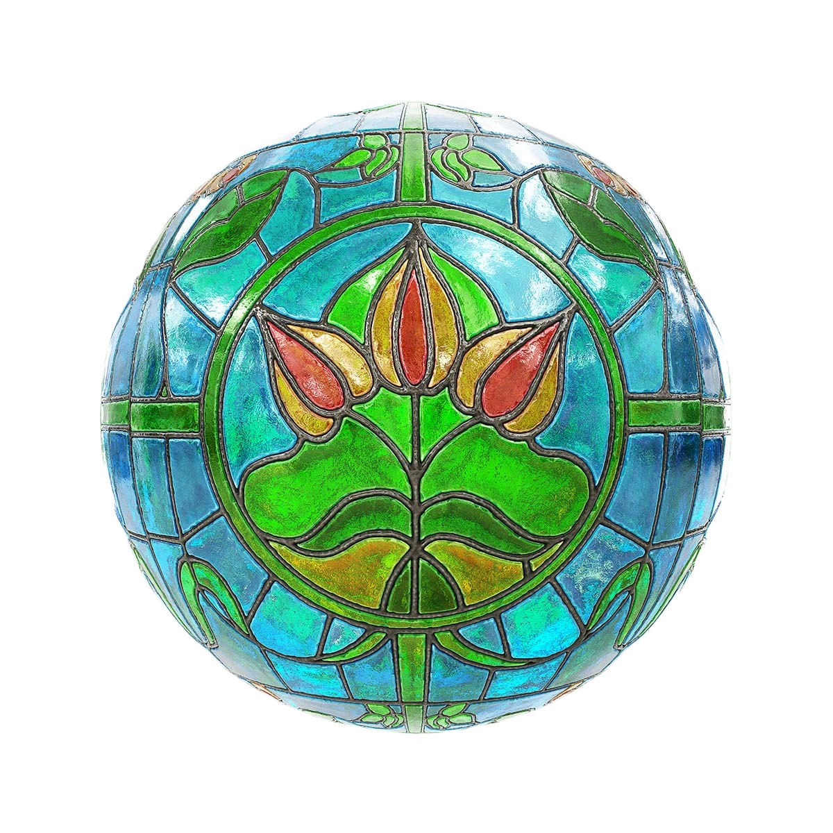 花朵图案彩色玻璃 CGAxis flower pattern stained glass